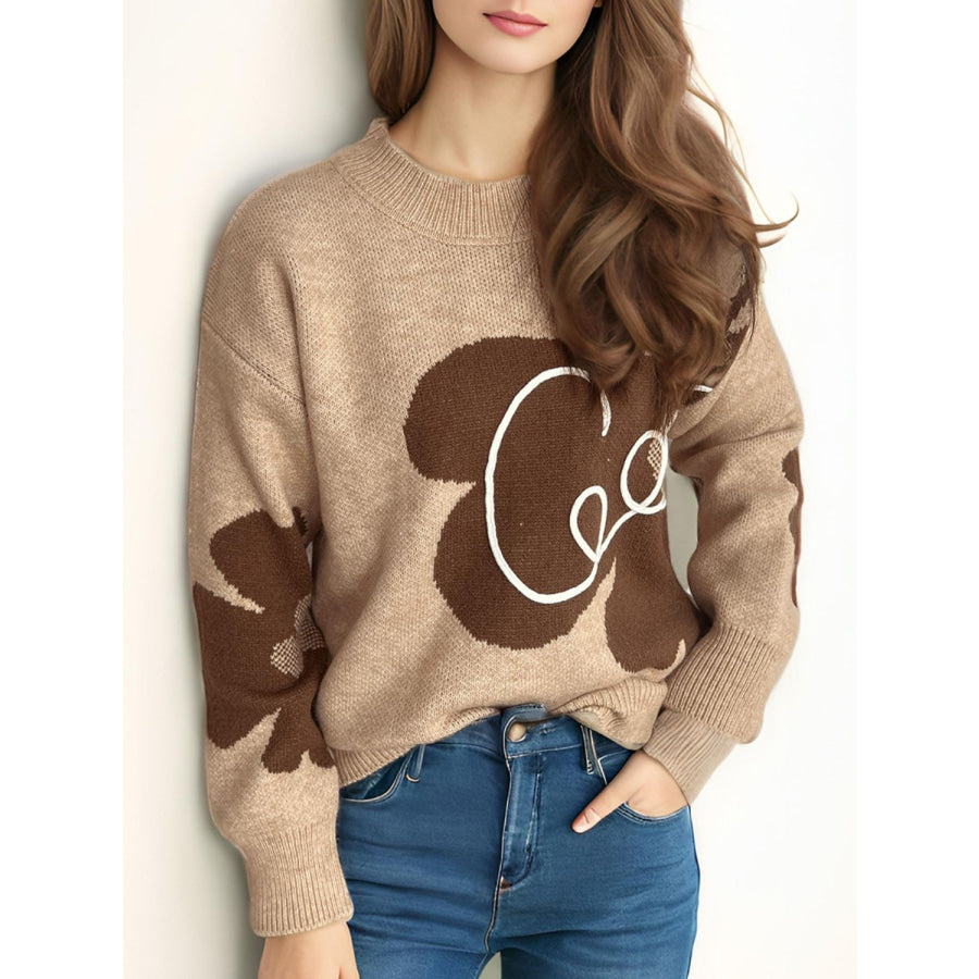 Contrast Round Neck Dropped Shoulder Sweater Apparel and Accessories