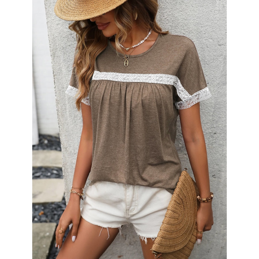 Contrast Round Neck Short Sleeve Tee