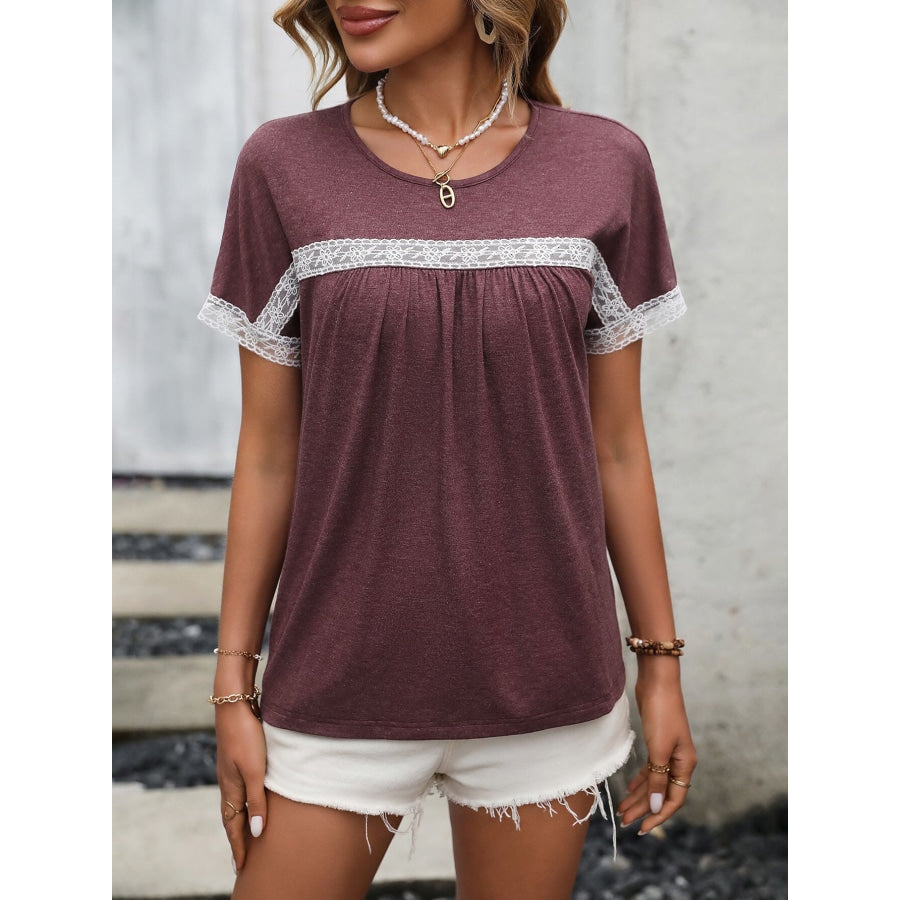 Contrast Round Neck Short Sleeve Tee