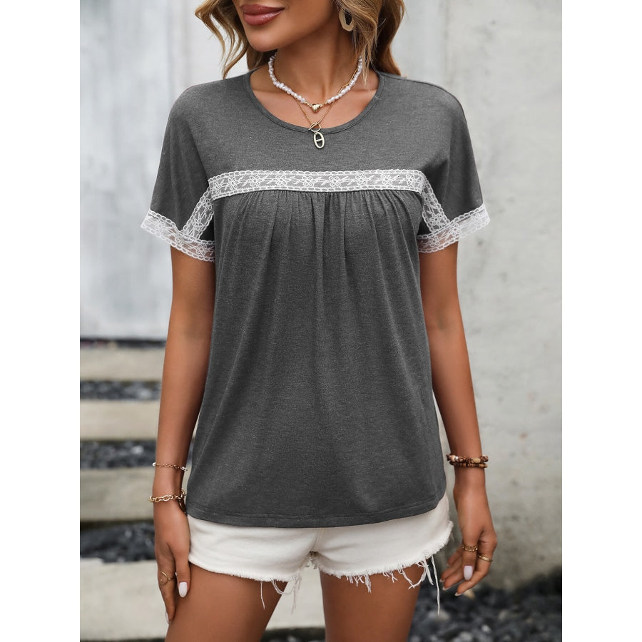 Contrast Round Neck Short Sleeve Tee