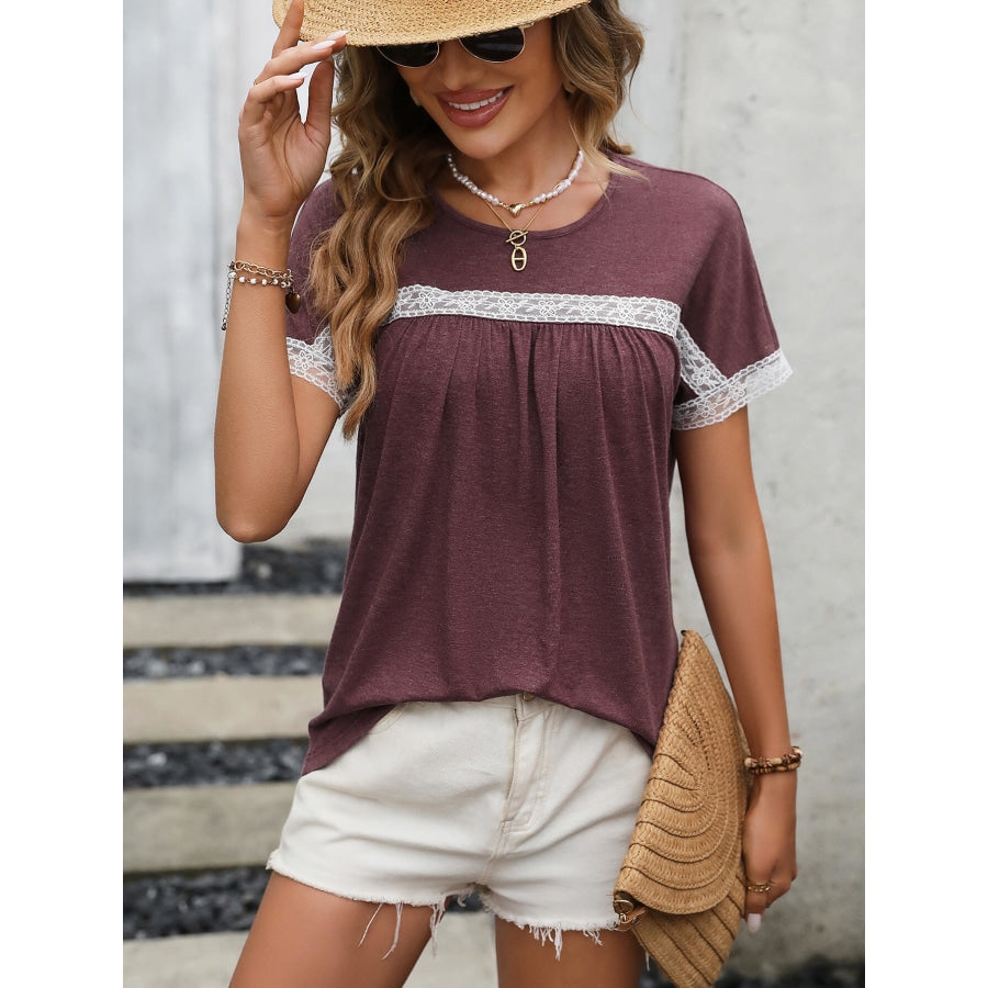 Contrast Round Neck Short Sleeve Tee