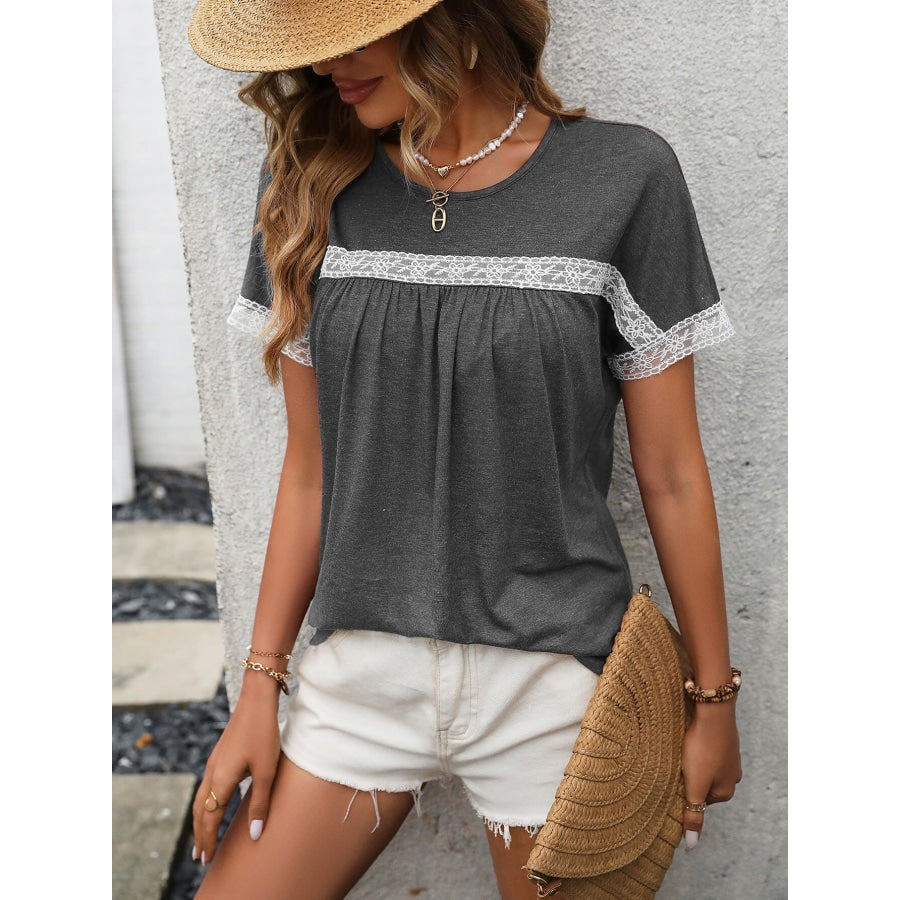 Contrast Round Neck Short Sleeve Tee