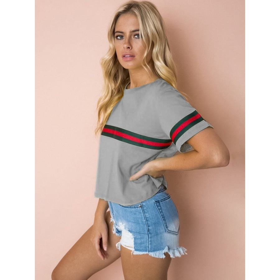 Contrast Round Neck Short Sleeve Tee