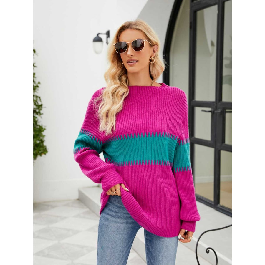 Contrast Round Neck Sweater