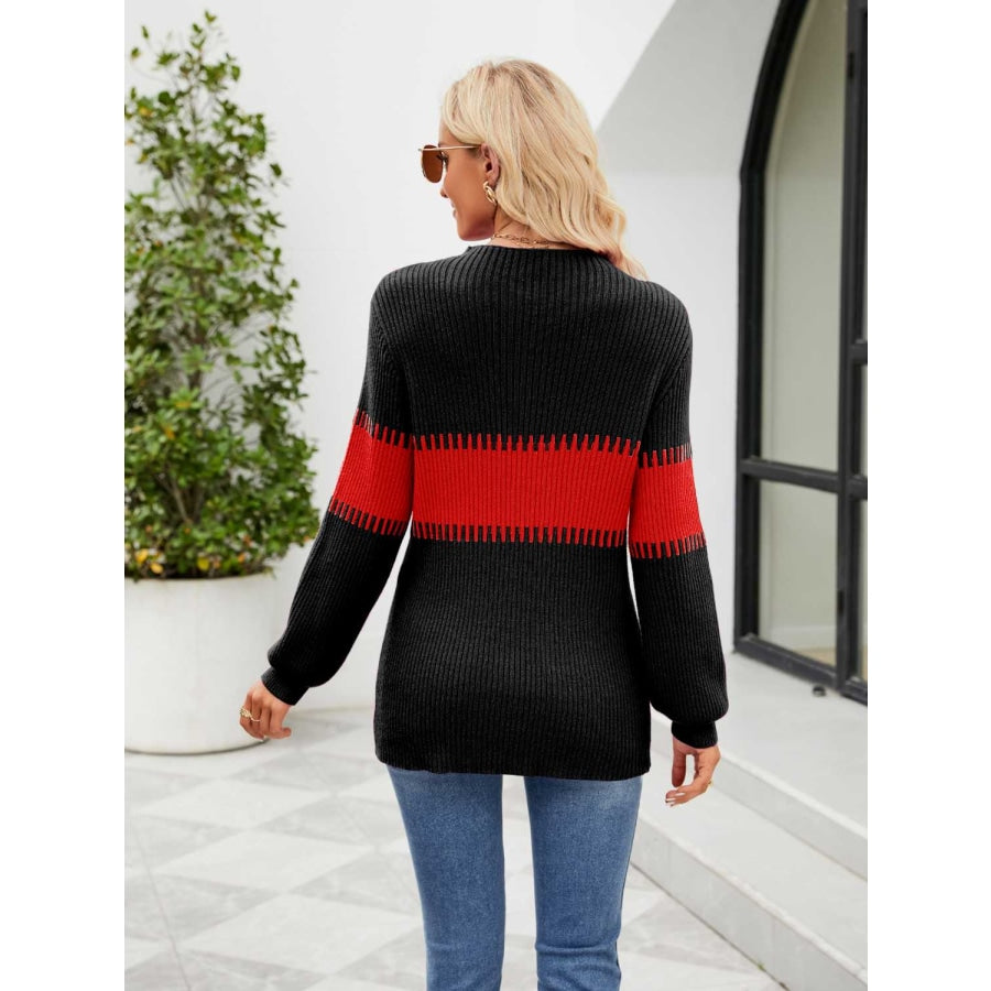 Contrast Round Neck Sweater