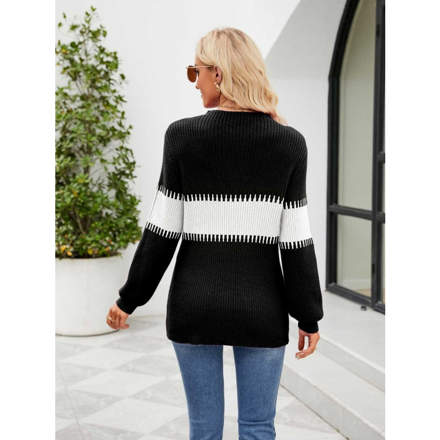 Contrast Round Neck Sweater