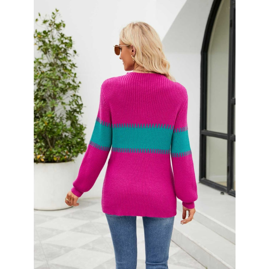 Contrast Round Neck Sweater