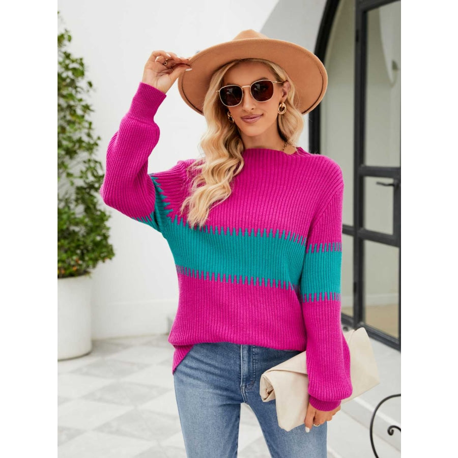 Contrast Round Neck Sweater