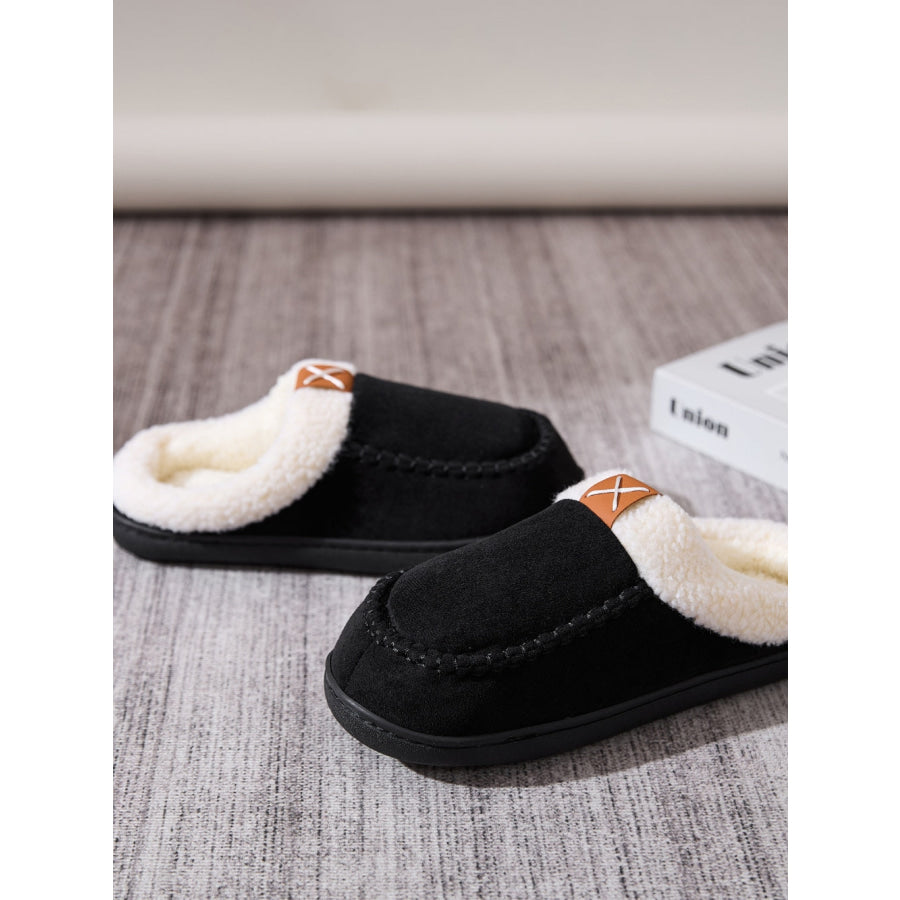 Contrast Round Toe Flat Slippers Apparel and Accessories