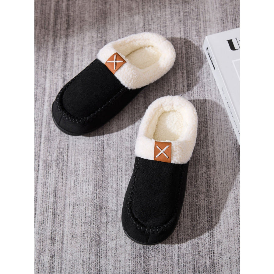 Contrast Round Toe Flat Slippers Apparel and Accessories