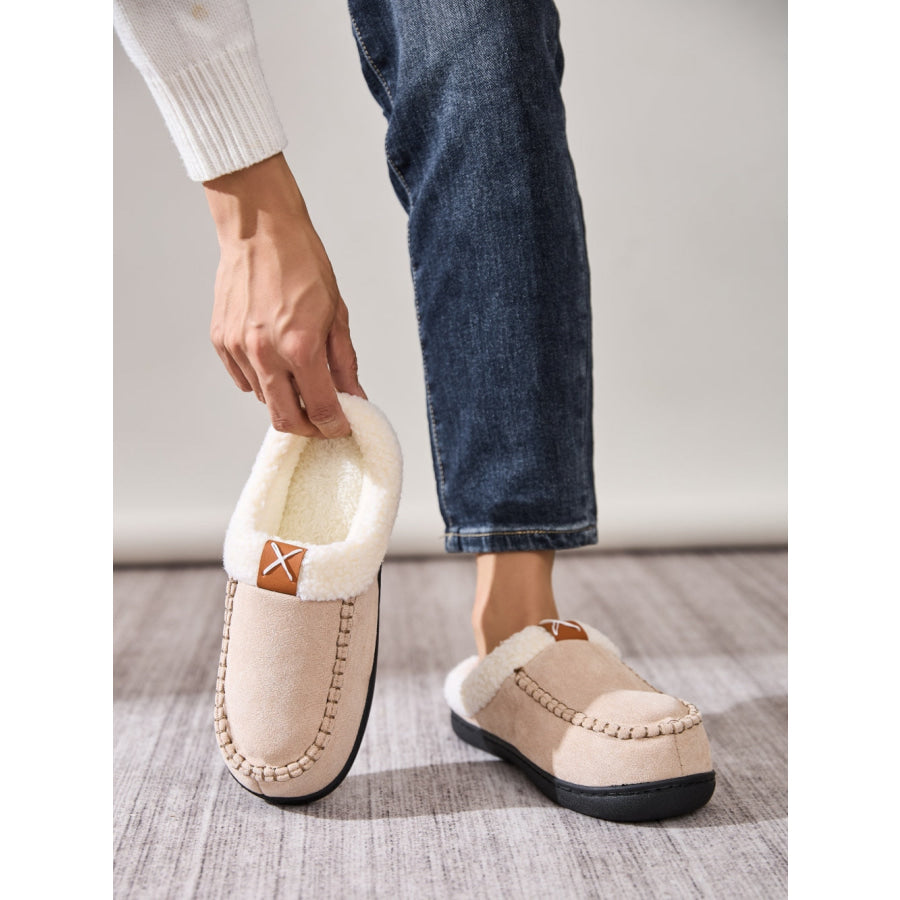 Contrast Round Toe Flat Slippers Apparel and Accessories