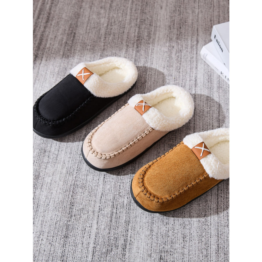 Contrast Round Toe Flat Slippers Apparel and Accessories