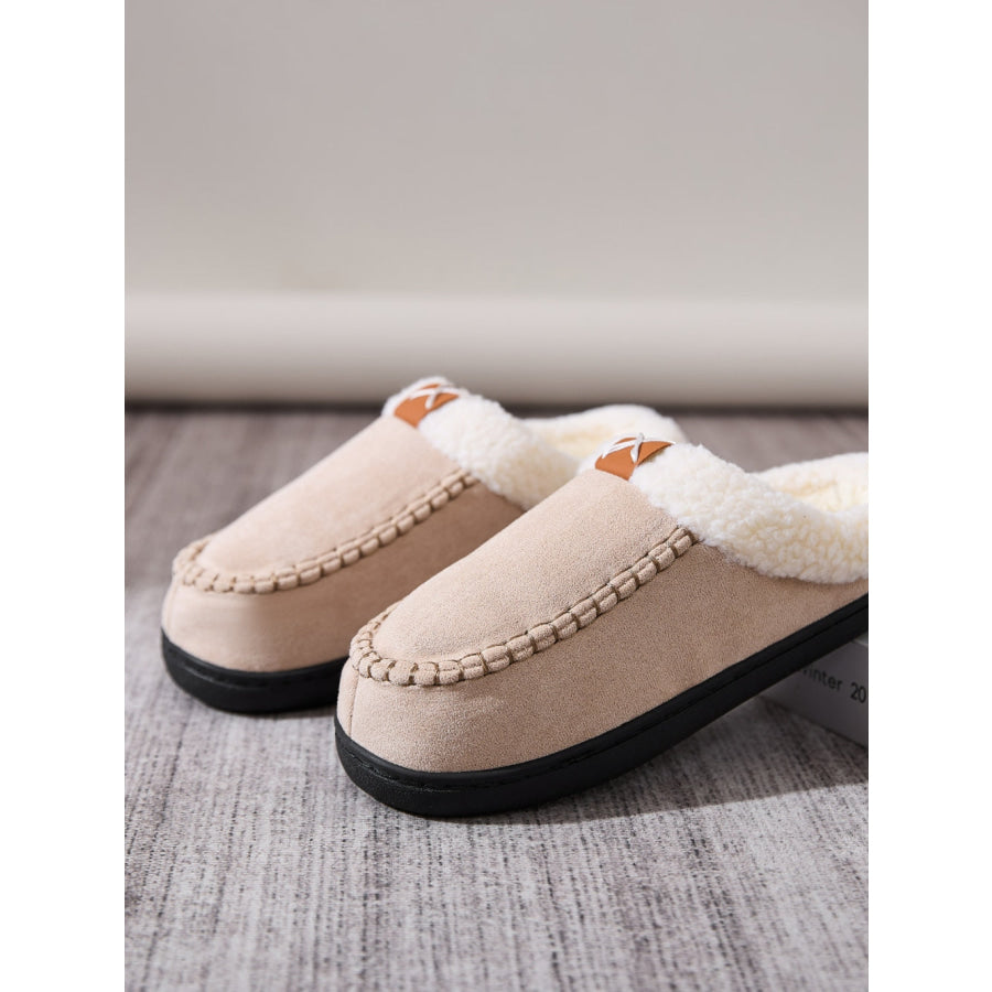 Contrast Round Toe Flat Slippers Apparel and Accessories