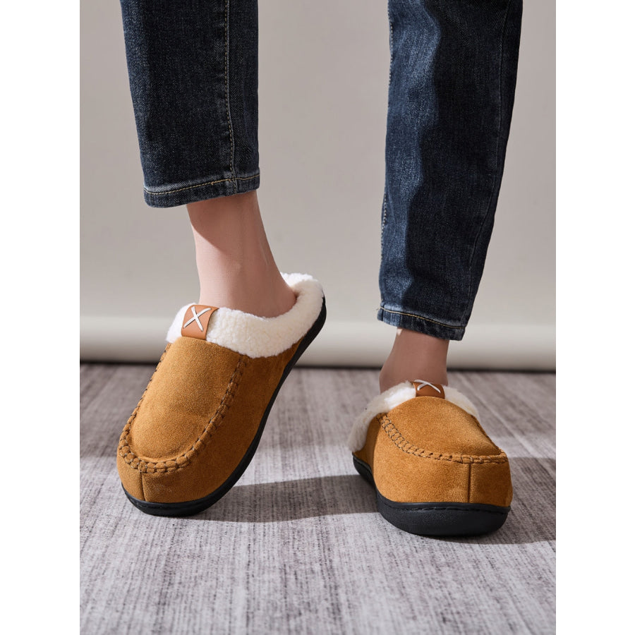 Contrast Round Toe Flat Slippers Apparel and Accessories