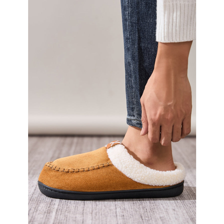 Contrast Round Toe Flat Slippers Apparel and Accessories