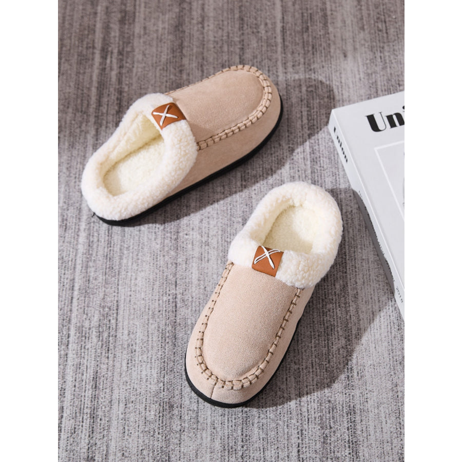 Contrast Round Toe Flat Slippers Apparel and Accessories