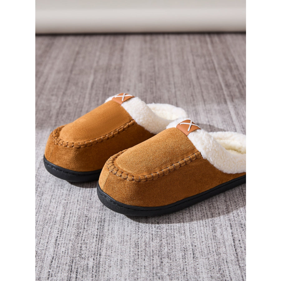 Contrast Round Toe Flat Slippers Apparel and Accessories