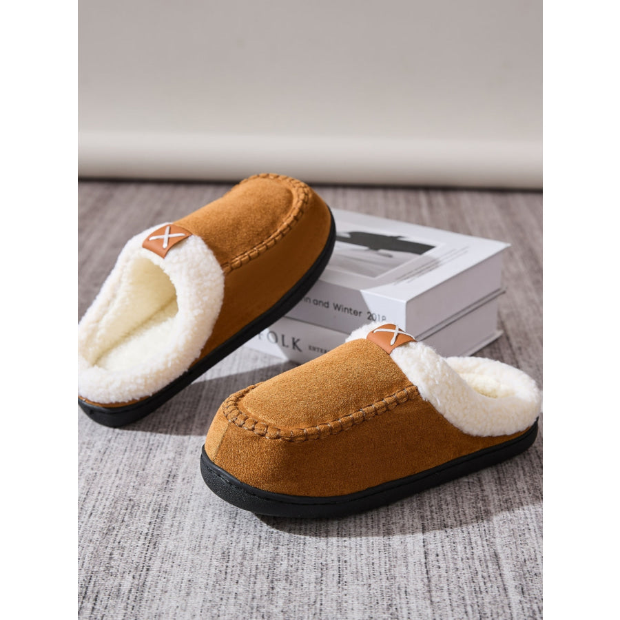 Contrast Round Toe Flat Slippers Apparel and Accessories