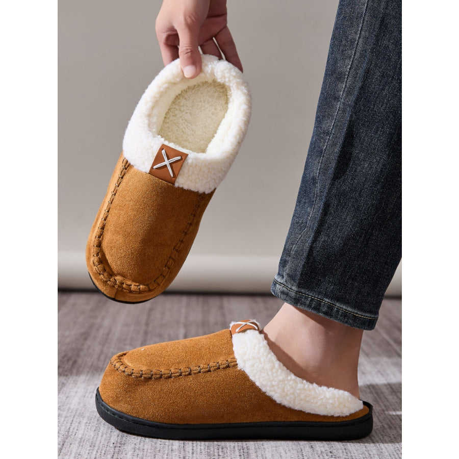 Contrast Round Toe Flat Slippers Apparel and Accessories