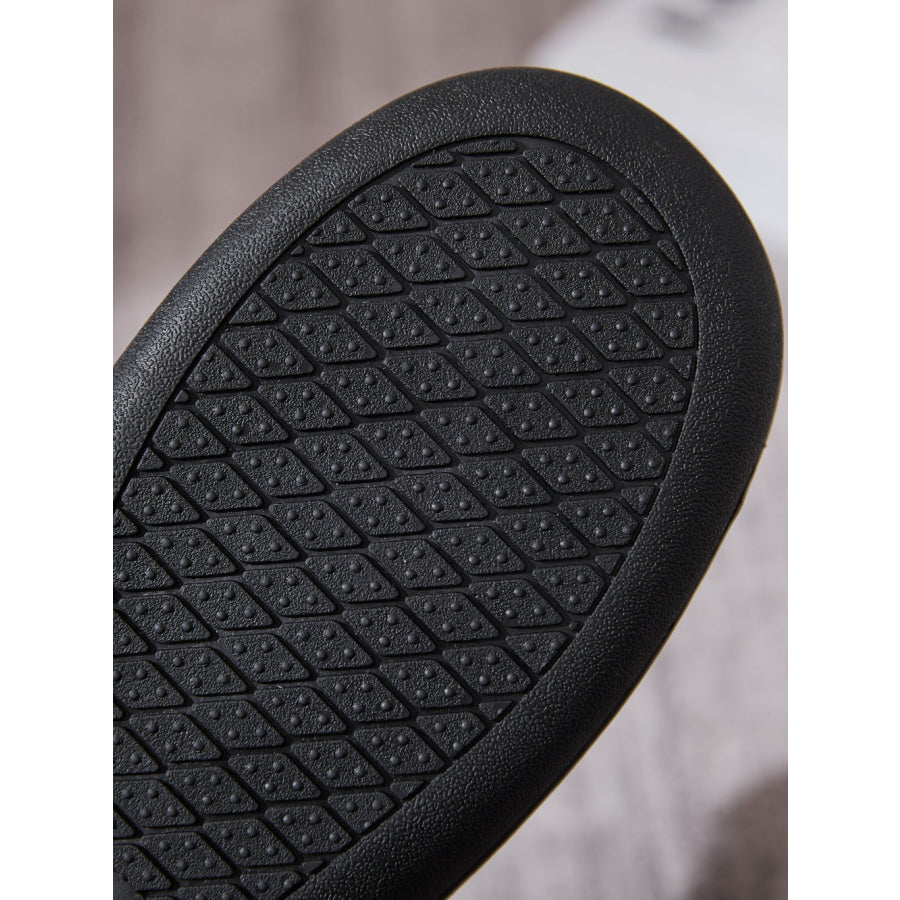 Contrast Round Toe Flat Slippers Apparel and Accessories