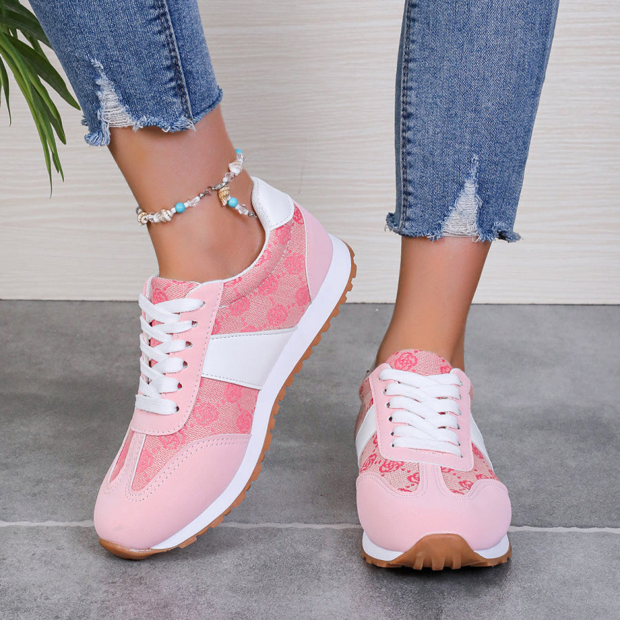 Contrast Round Toe Flat Sneakers Apparel and Accessories