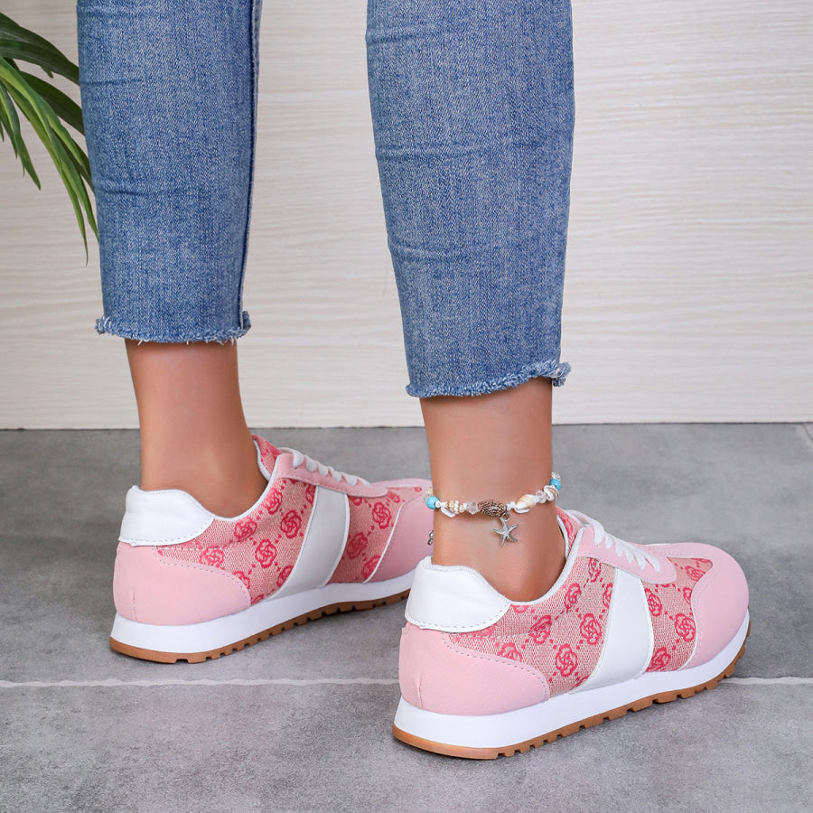 Contrast Round Toe Flat Sneakers Apparel and Accessories