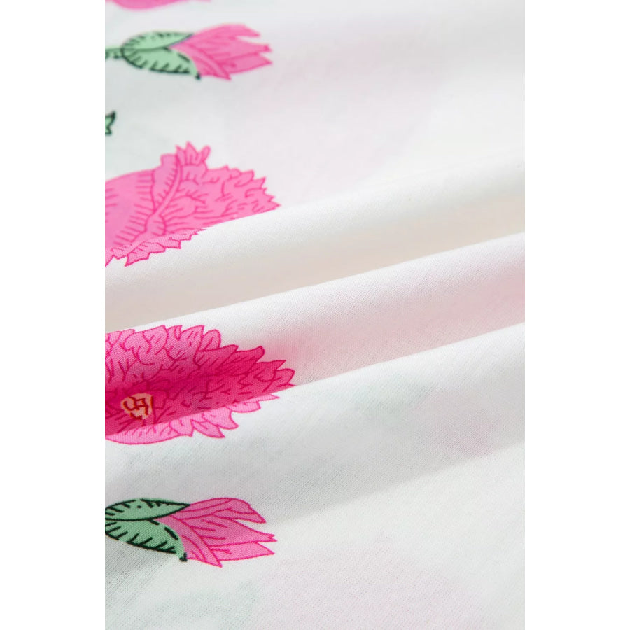 Contrast Scallop Trim Layered Short Sleeve V Neck Blouse Apparel and Accessories