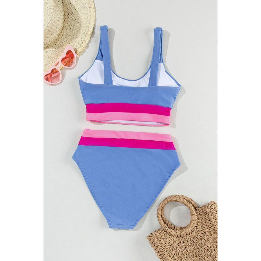 Contrast Scoop Neck Two - Piece Swim Set Apparel and Accessories