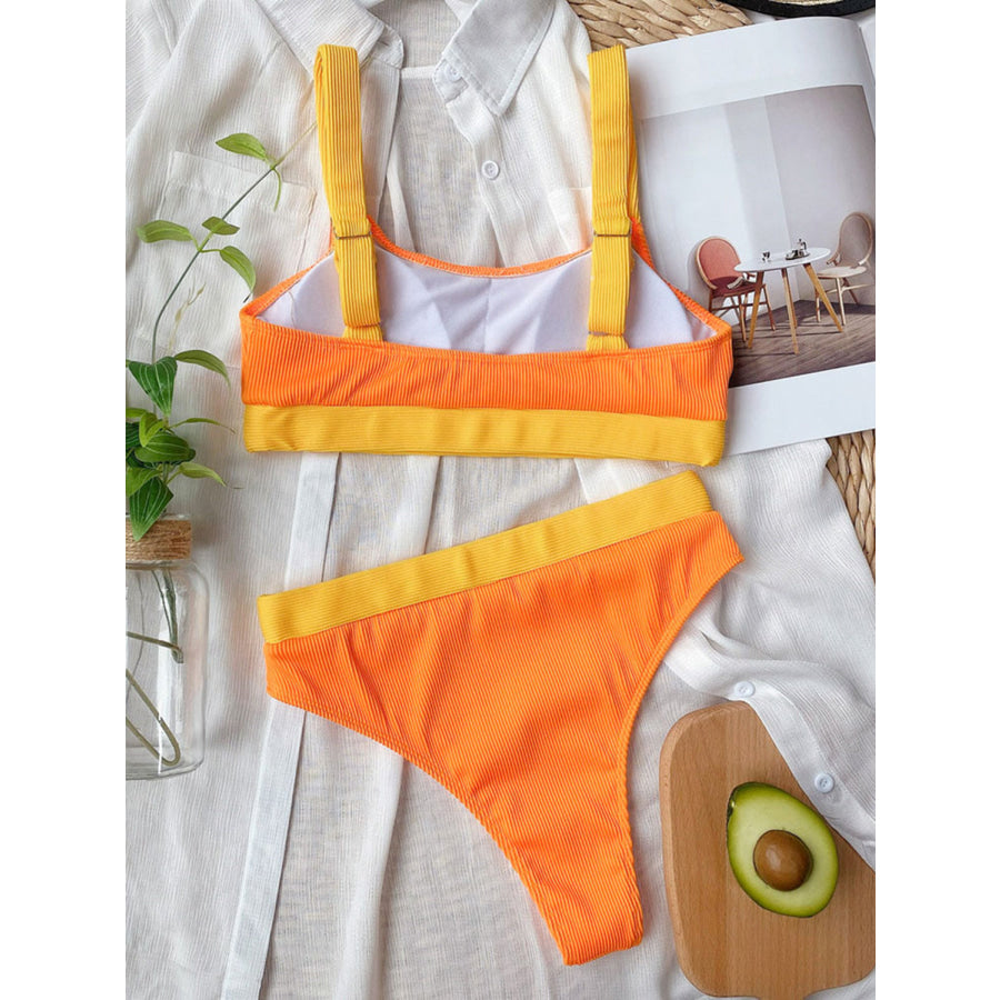 Contrast Scoop Neck Wide Strap Two - Piece Swim Set Apparel and Accessories