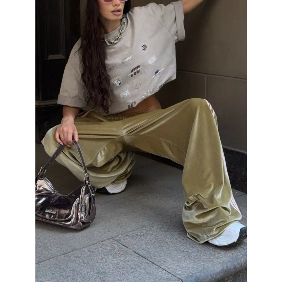 Contrast Side Stripes Wide-Leg Pants Apparel and Accessories