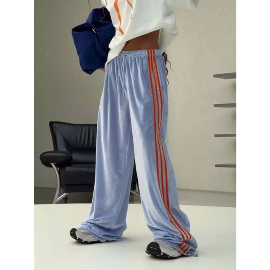 Contrast Side Stripes Wide-Leg Pants Apparel and Accessories