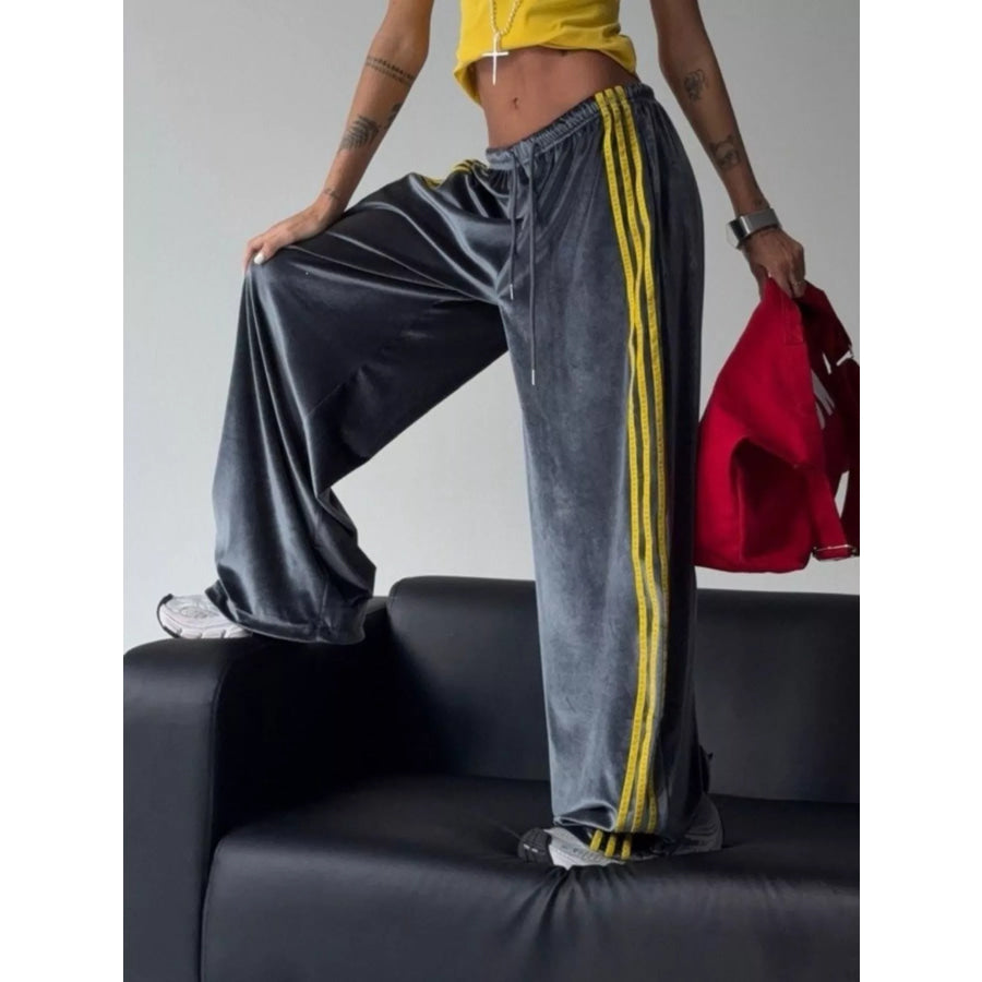 Contrast Side Stripes Wide-Leg Pants Apparel and Accessories