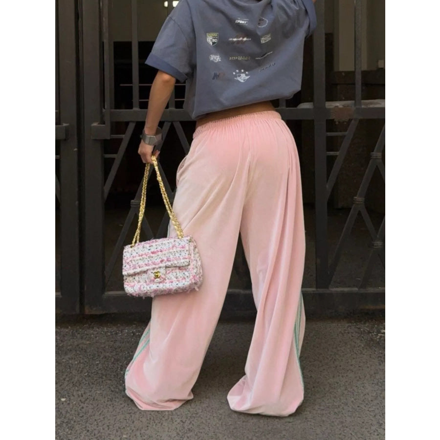 Contrast Side Stripes Wide-Leg Pants Apparel and Accessories