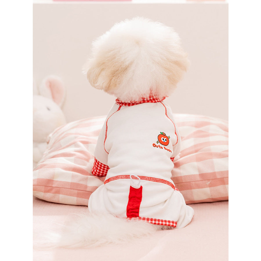 Contrast Soft Pet Pajamas White + Red / XS Apparel and Accessories