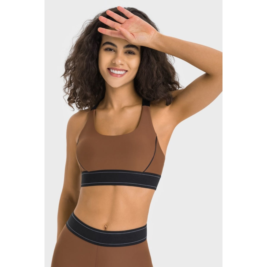 Contrast Sports Bra Chocolate / 4