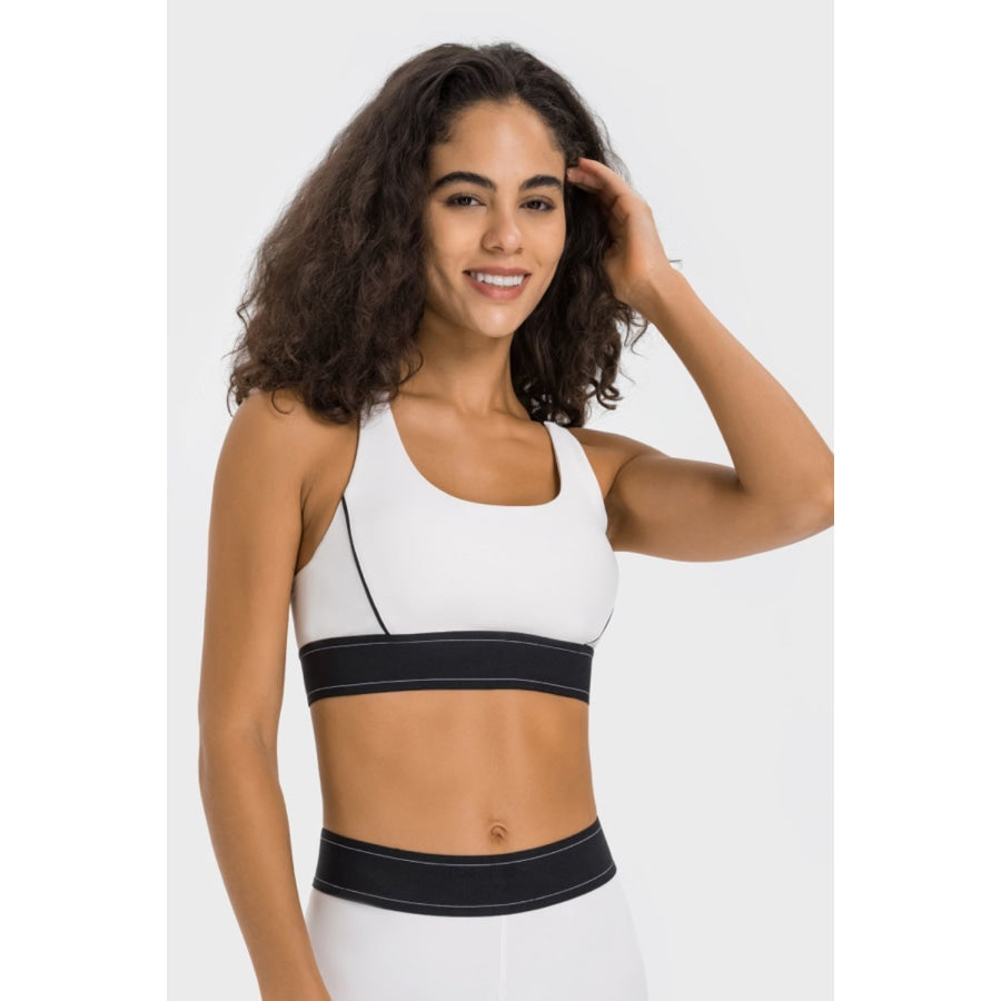 Contrast Sports Bra White / 4