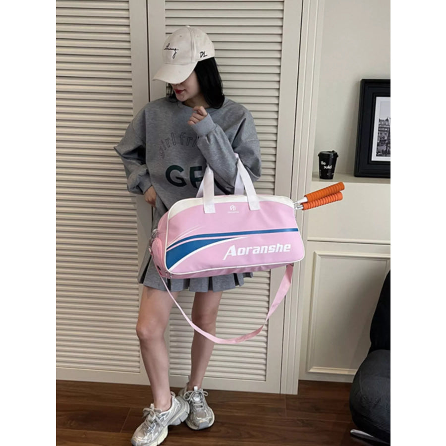Contrast Sports Duffel Bag Pink / One Size Apparel and Accessories