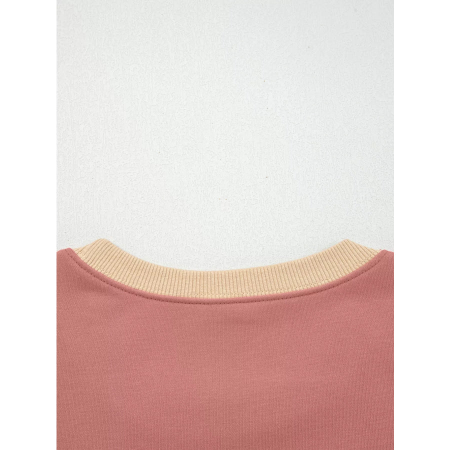 Contrast Star Patchwork Exposed Seam Uneven Hem Drop Shoulder Sweatshirt Apparel and Accessories