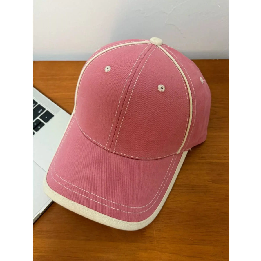 Contrast Stitch Baseball Cap Dusty Rose / One Size Apparel and Accessories