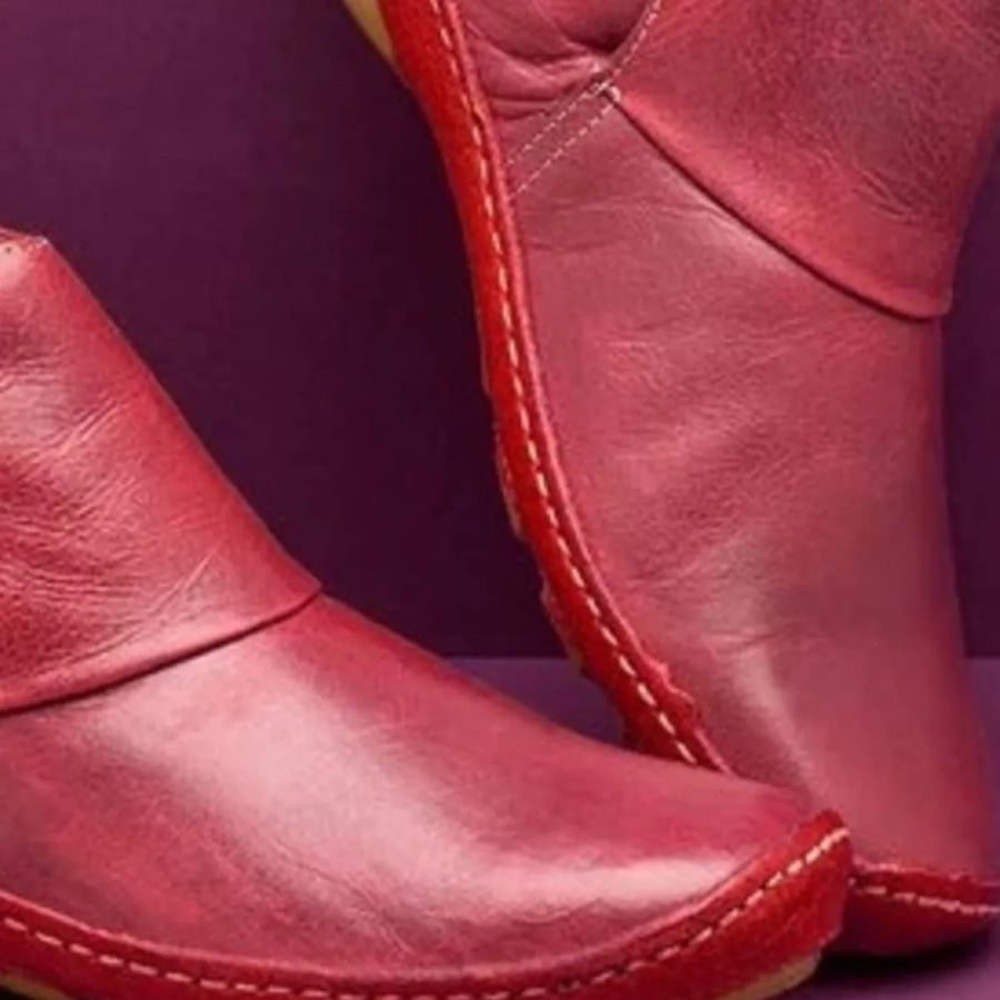 Contrast Strap Detail Ankle Boots Red / 35 Apparel and Accessories