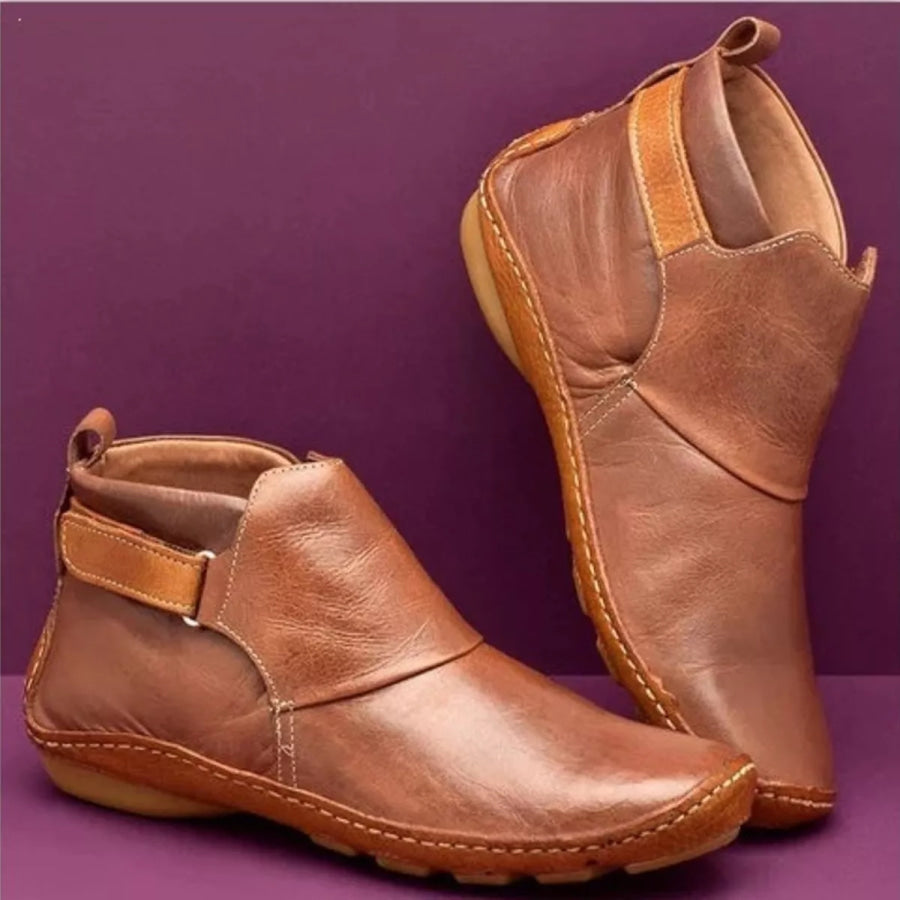 Contrast Strap Detail Ankle Boots Dark Brown / 35 Apparel and Accessories