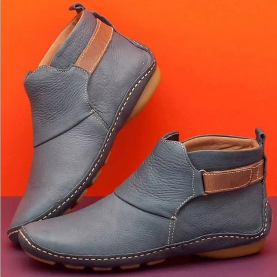 Contrast Strap Detail Ankle Boots Dark Gray / 35 Apparel and Accessories