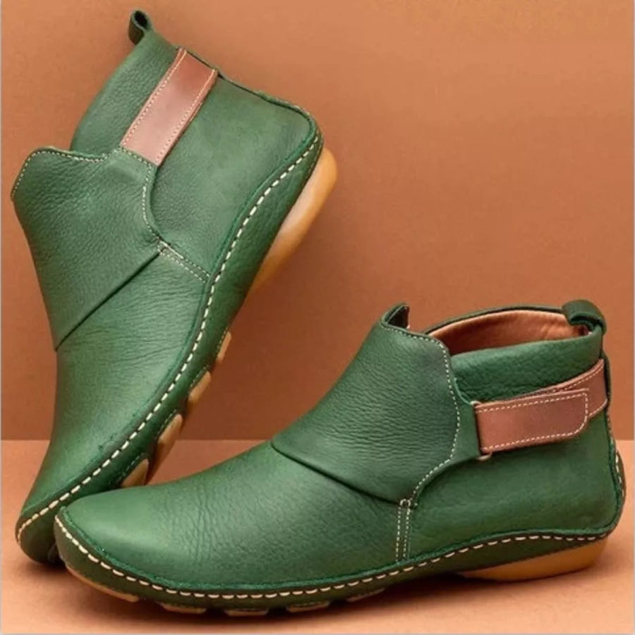 Contrast Strap Detail Ankle Boots Green / 35 Apparel and Accessories