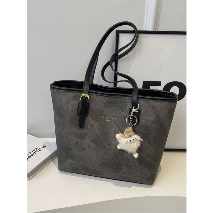 Contrast Strap Tote Bag Black / One Size Apparel and Accessories