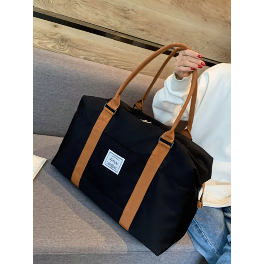 Contrast Straps Travel Bag Black / One Size Apparel and Accessories