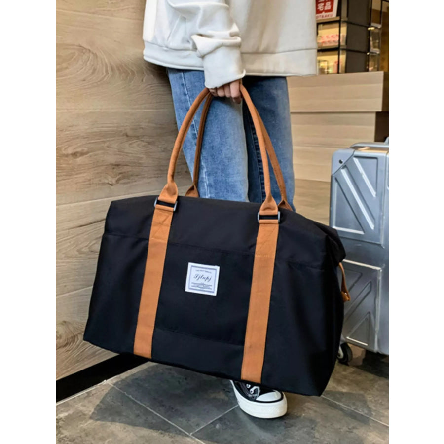 Contrast Straps Travel Bag Black / One Size Apparel and Accessories