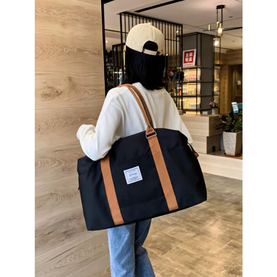 Contrast Straps Travel Bag Black / One Size Apparel and Accessories