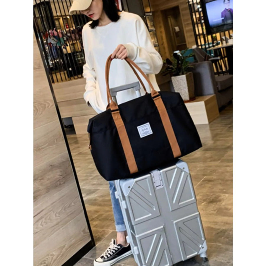 Contrast Straps Travel Bag Black / One Size Apparel and Accessories