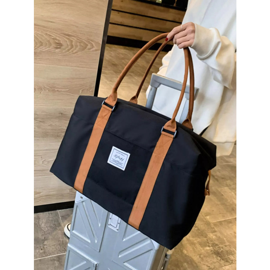Contrast Straps Travel Bag Black / One Size Apparel and Accessories