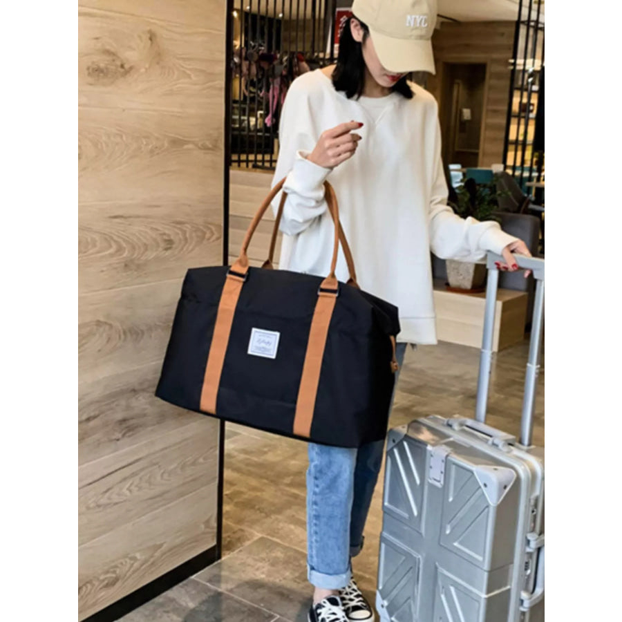 Contrast Straps Travel Bag Black / One Size Apparel and Accessories